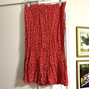 Elastic waist floral Midi Skirt